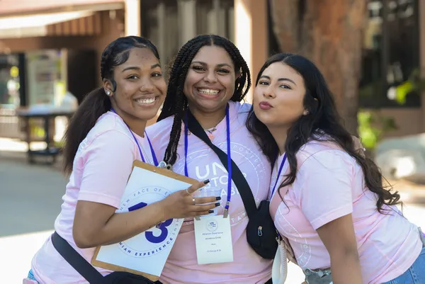 group of students smiling at orientation