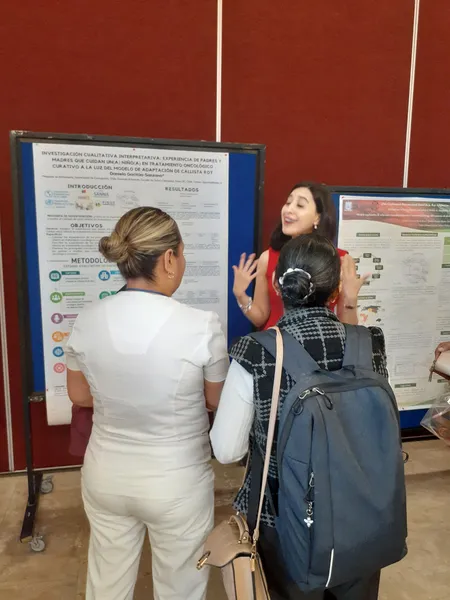 Conference members talking in a group