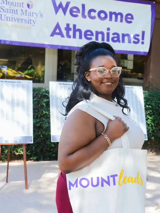 Nursing student Lauryn Gilmore '28 at the 2026 MOUNTLeads Leadership Summit.