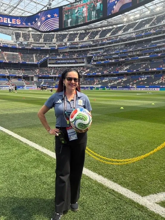 Crystal Calvillo '21 MBA at the FIFA World Cup opening match at SoFi Stadium in Los Angeles on June 12.